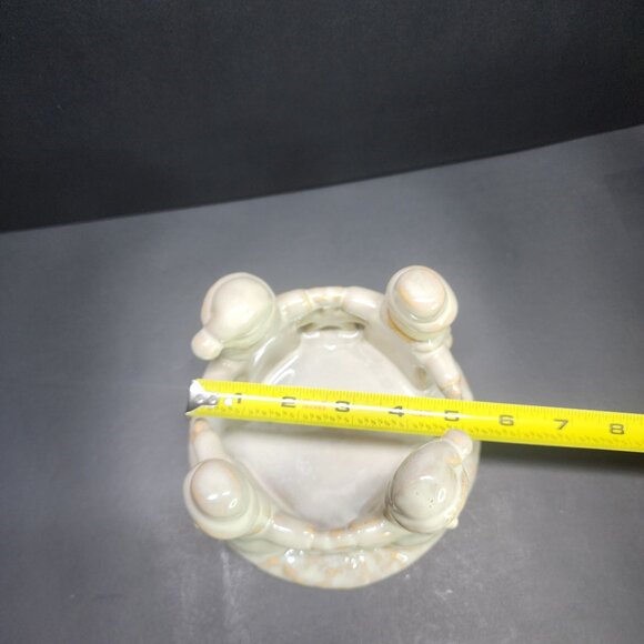 Vintage Snowman Circular Piilar Candle Holder Ceramic Holiday Decor - Picture 7 of 7